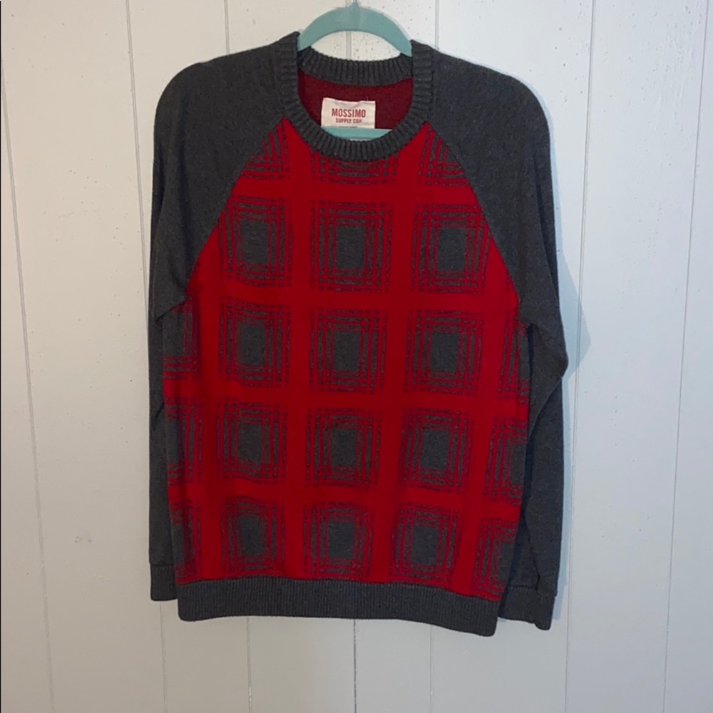 EUC Mossimo red and grey check sweater
